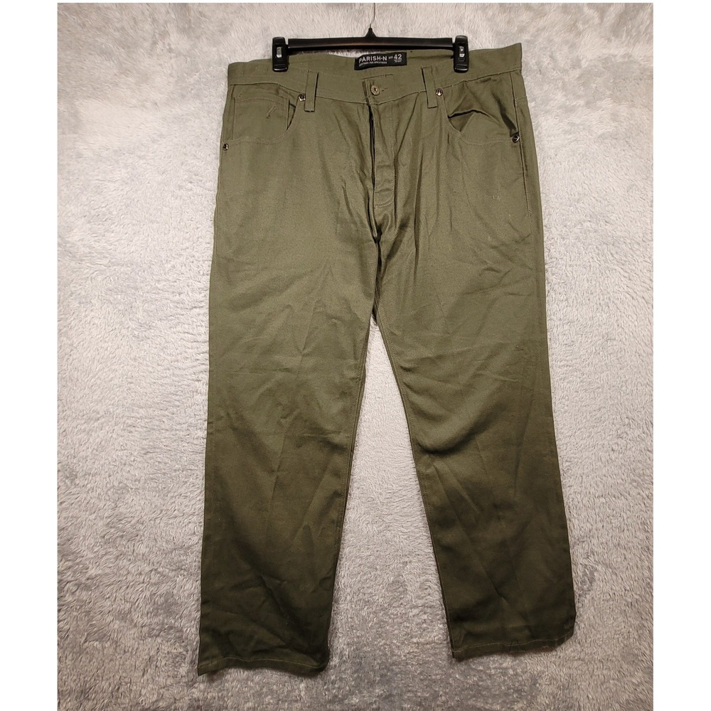 Parish Nation Pants Men 42 Olive Green Straight‎ Leg Casual Streetwear 42x33